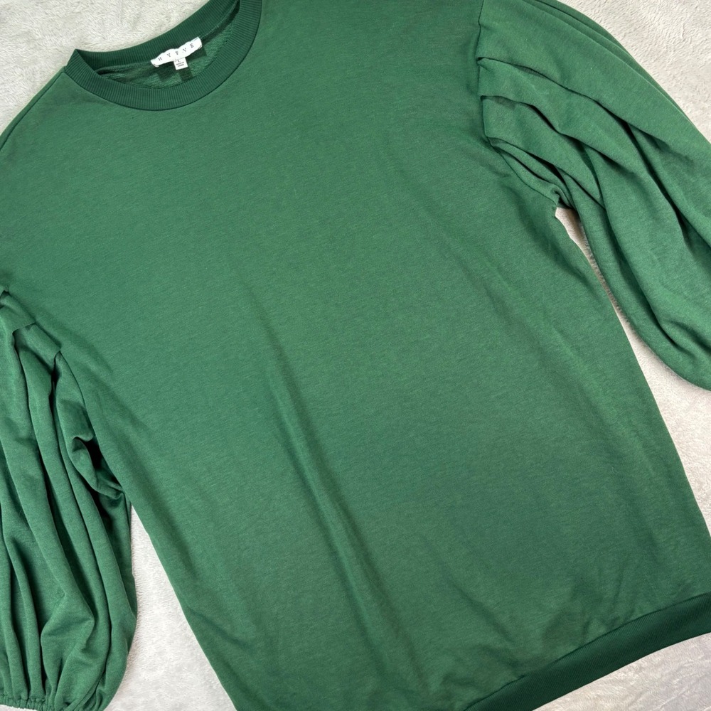 HYFVE Womens Balloon Sleeve Pullover Top Size L Green Relaxed Fit Lightweight